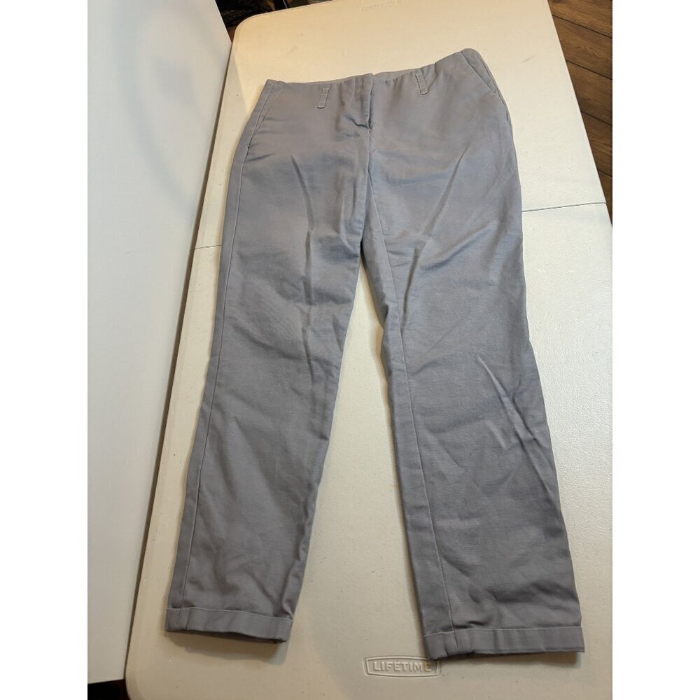 Dalia Collection Women's Grey Cotton/Spandex Straight-Leg Pants Size 4